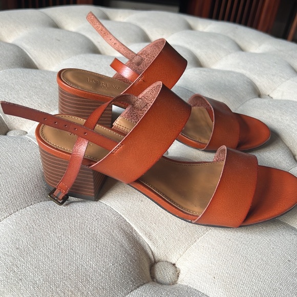 J Crew Blocked Heeled Sandals in Brandy - Picture 2 of 4